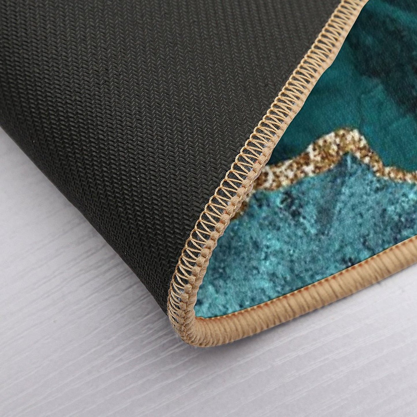 Amazing Blue And Teal Faux Malachite Marble Bath Mat