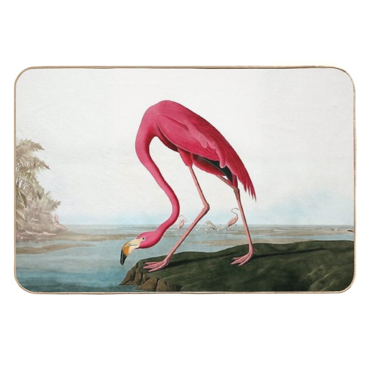 Vintage Pink Flamingo  Absorbent Bath Mat