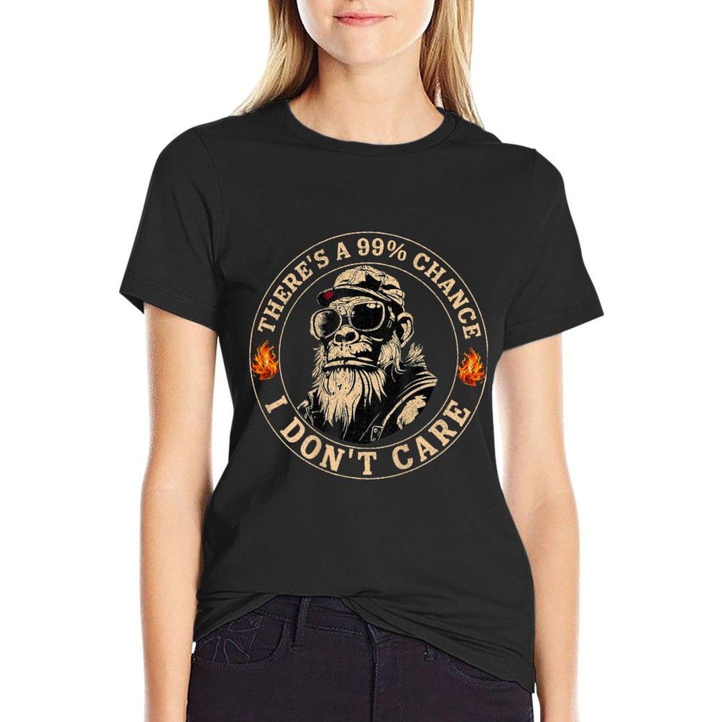 Funny Monkey Theres A 99 Chance I Dont Care (On Back)  High-quality Stitching T-Shirt