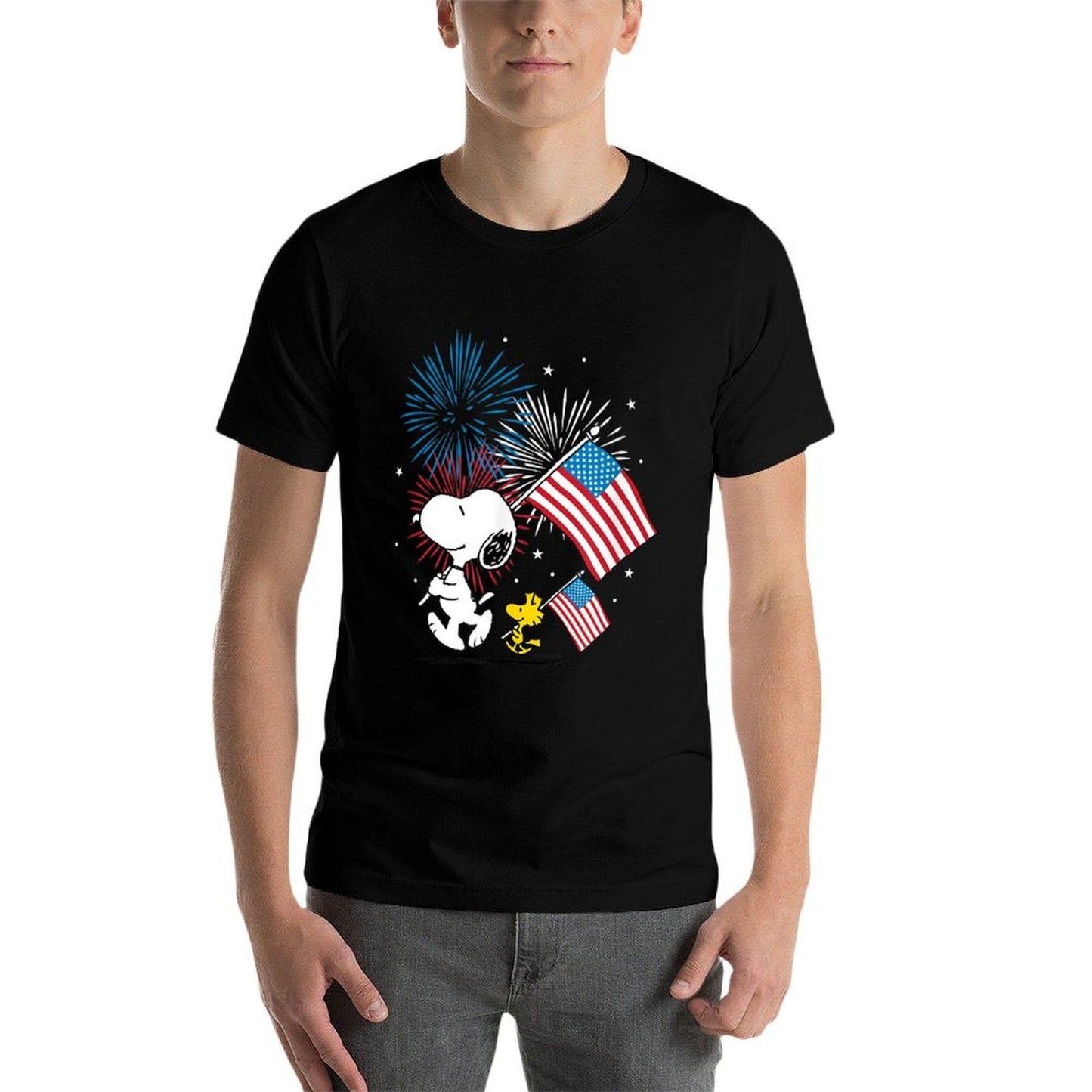 Peanuts - Snoopy & Woodstock Americans & Fireworks  Moisture-wicking T-Shirt