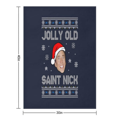 Jolly Old Saint Nick Nicolas Cage Christmas Throw Blanket