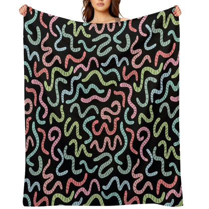 Cute Compost Earthworms. Funny Worms. Throw Blanket