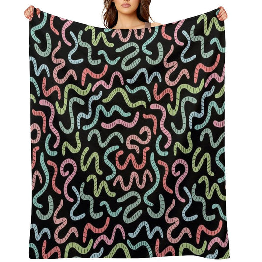 Cute Compost Earthworms. Funny Worms. Throw Blanket