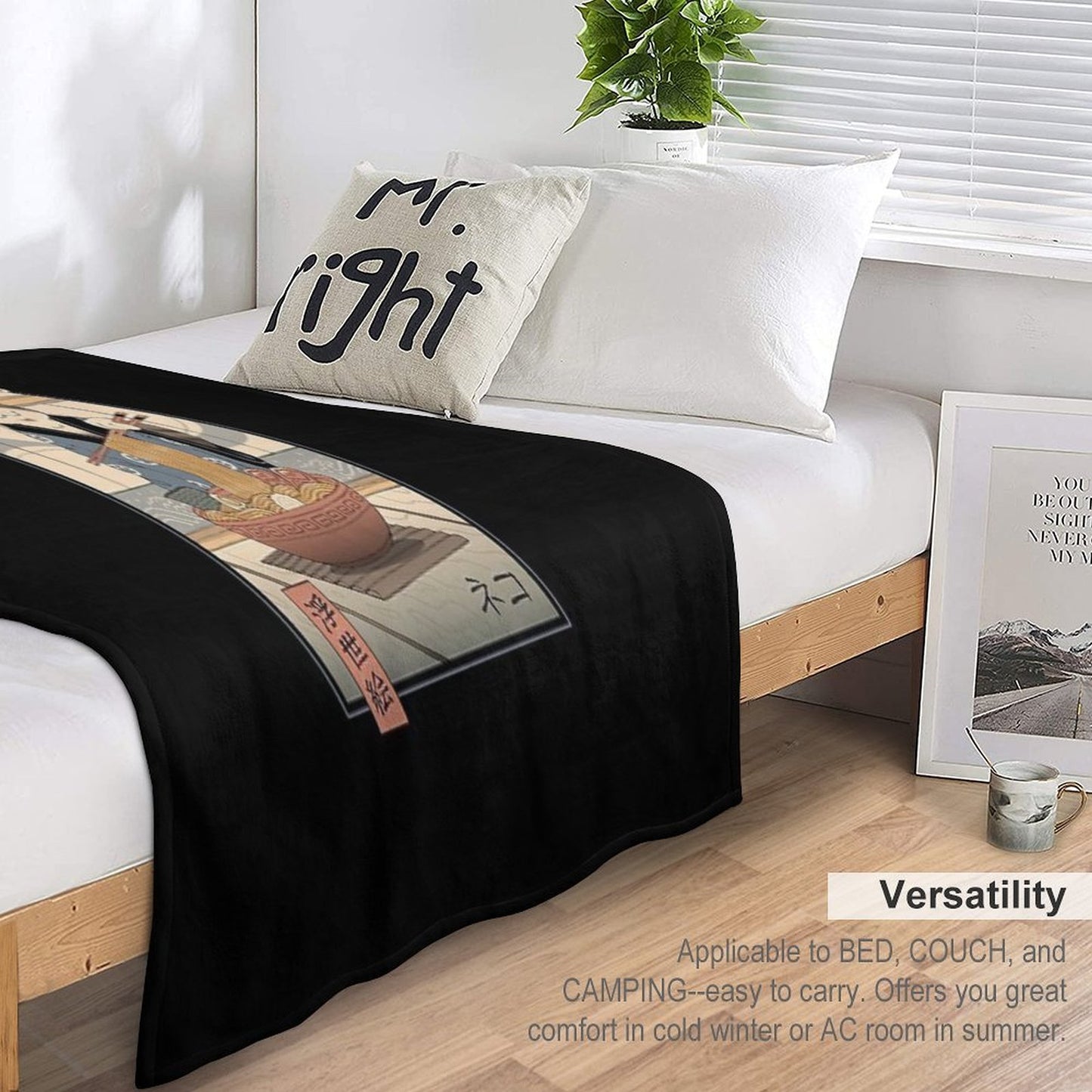 Neko Ramen Ukiyo-e Throw Blanket