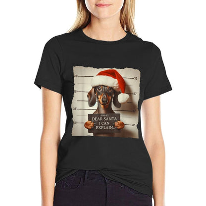 Funny Dachshund Christmas Dear Santa I Can Explain Weiner  Vintage-inspired T-Shirt
