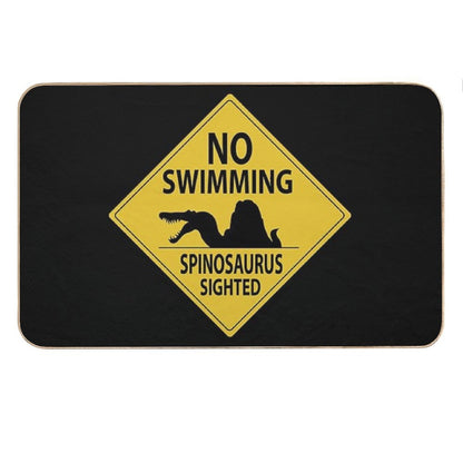 No Swimming - Spinosaurus Sign Bath Mat