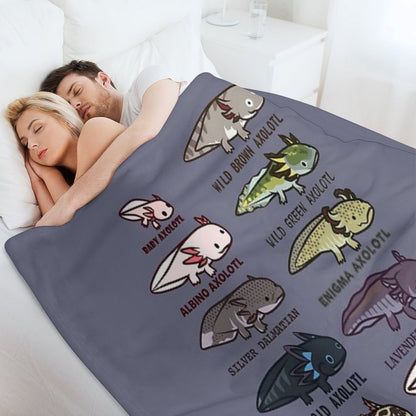 Axolotl Morphs And Colors Throw Blanket
