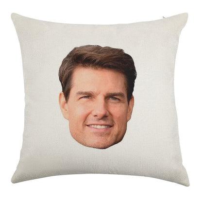 Tom Cruise Face Cutout Linen Throw Pillow Cover