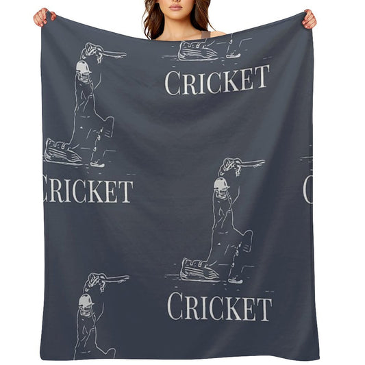 Cricket Batsman Cricketer Design Logo Style Throw Blanket