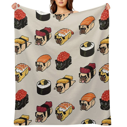 Sushi Pug Throw Blanket