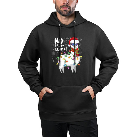 Christmas Llama Funny No ProbLlama Christmas Kangaroo Pocket Hoodie