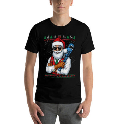 Plumber Santa Claus Christmas Funny Ugly Sweater Premium Tri-Blend  Slim-fit Cut T-Shirt