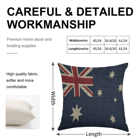 Vintage Australian Flag Linen Throw Pillow Cover