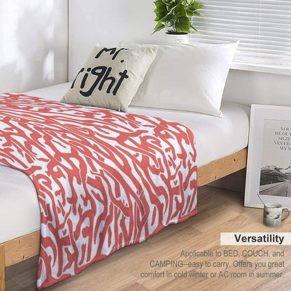 Coral Reef Pattern  Reddish Coral White Coastal Beach House Throw Blanket