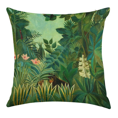 Henri Rousseau The Equatorial Jungle, 1909 Linen Throw Pillow Cover