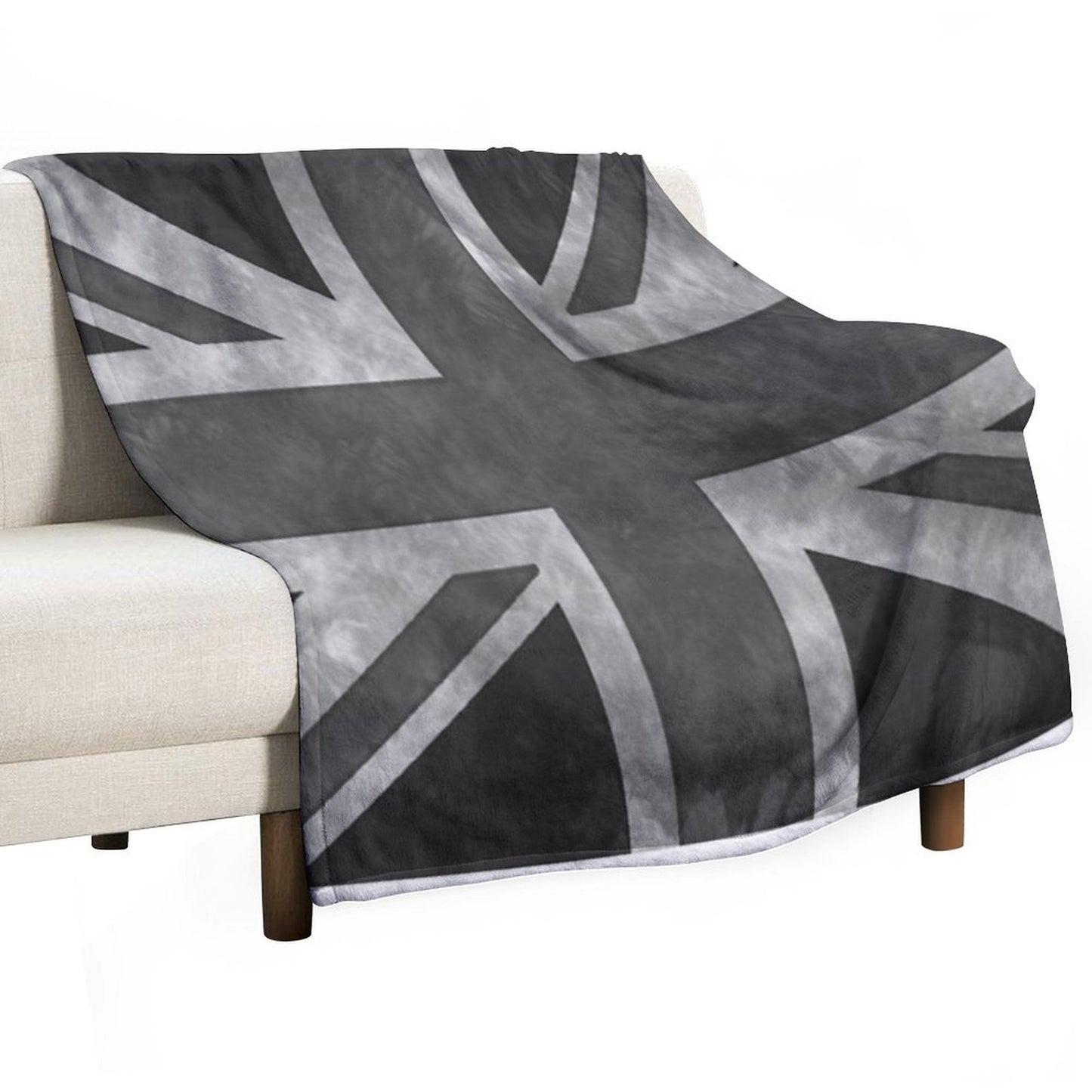Greyscale Distressed Union Jack Throw Blanket