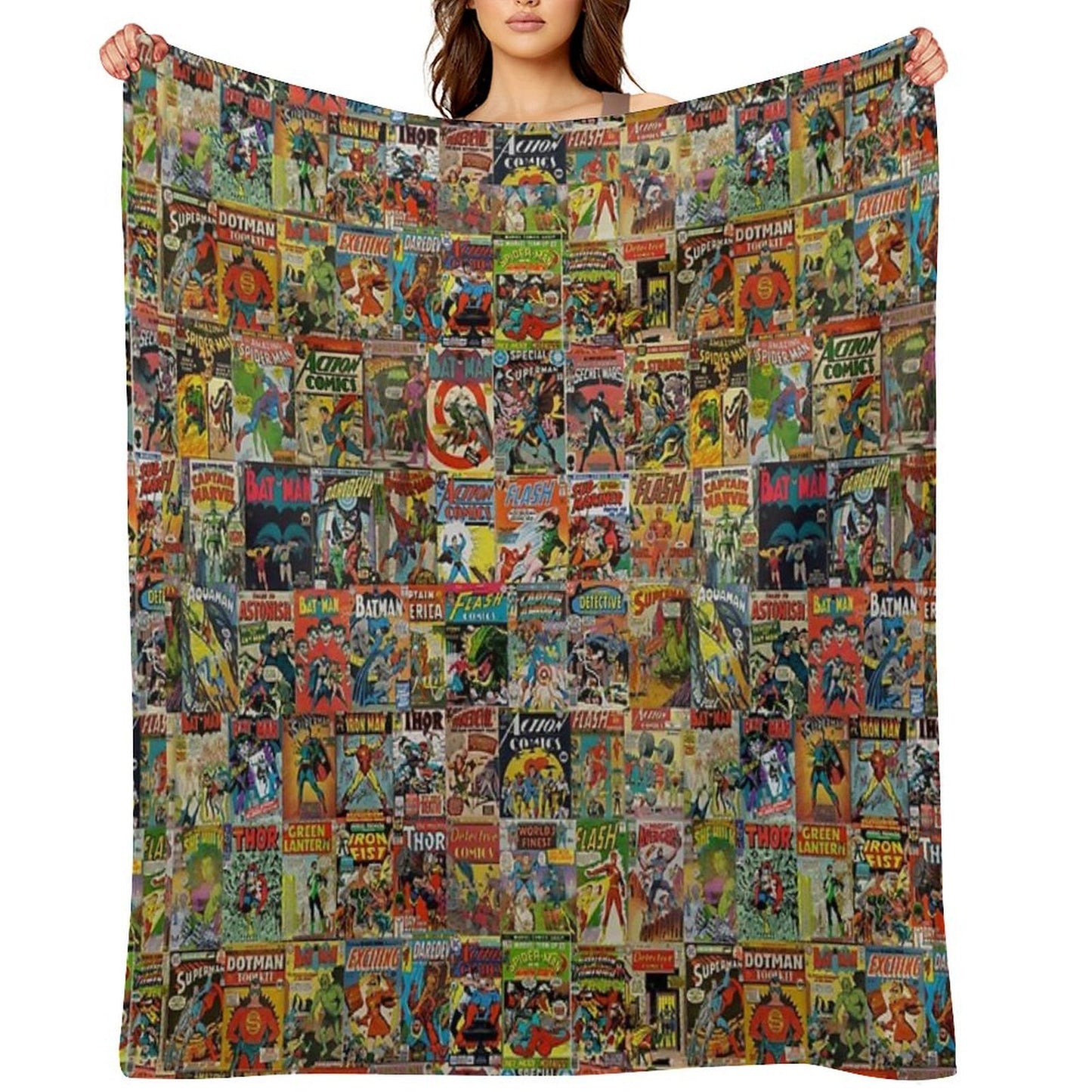 Vintage Comic Book Pattern Throw Blanket