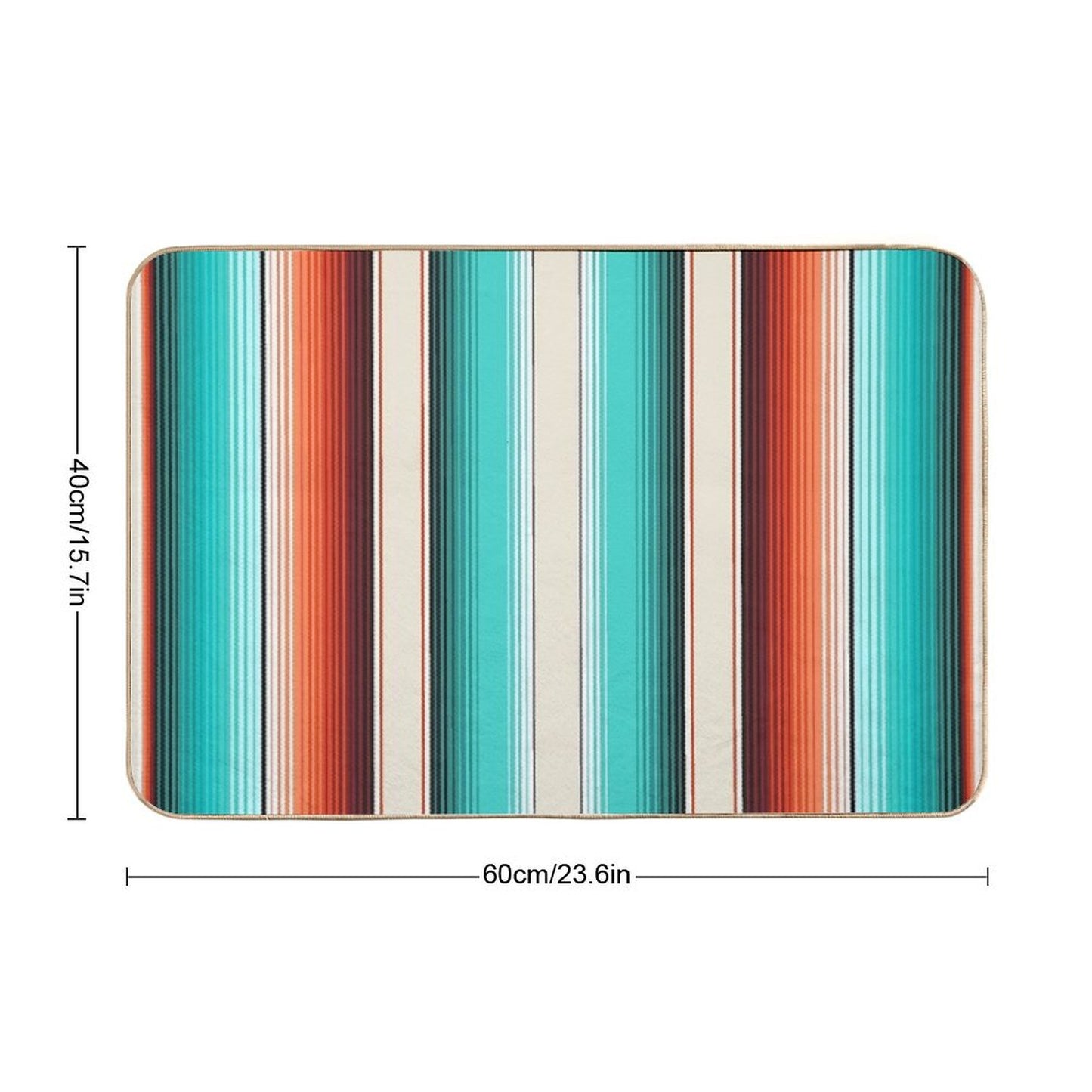 Navajo White, Turquoise And Burnt Orange Southwest Serape Blanket Stripes Bath Mat
