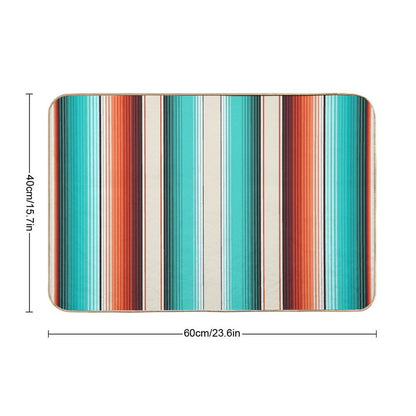 Navajo White, Turquoise And Burnt Orange Southwest Serape Blanket Stripes Bath Mat