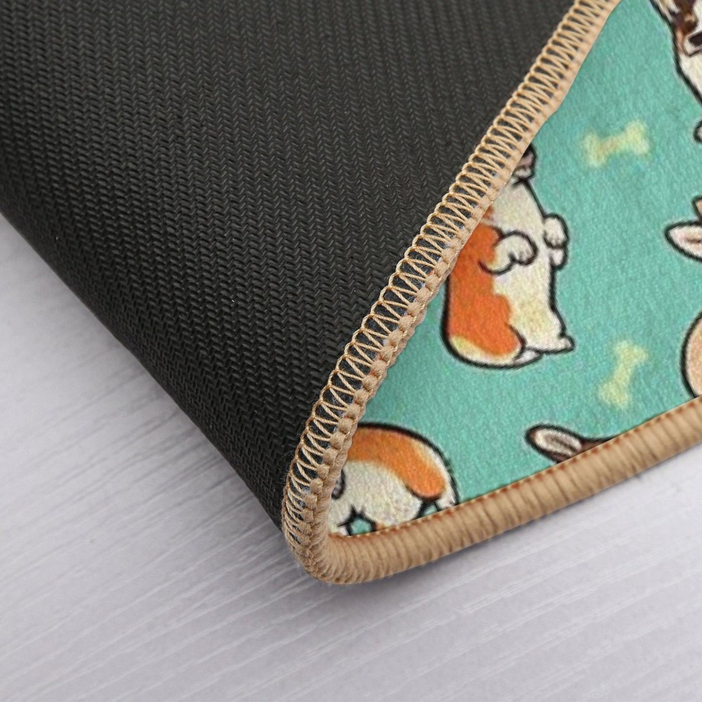 Jolly Corgis in Green Bath Mat