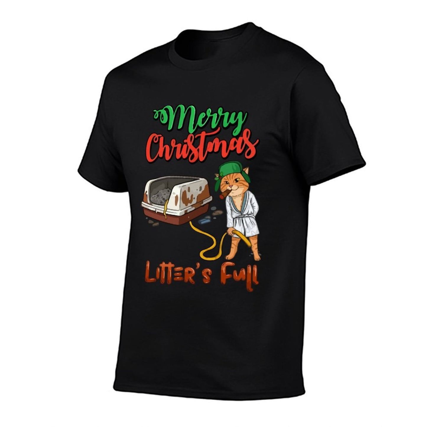 Litters Full Merry Christmas Funny Cat Lovers Holidays Xmas  High-quality Stitching T-Shirt
