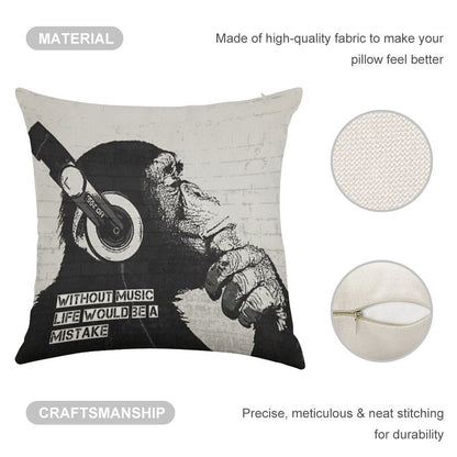 Without Music Life Would Be A Mistake Linen Throw Pillow Cover