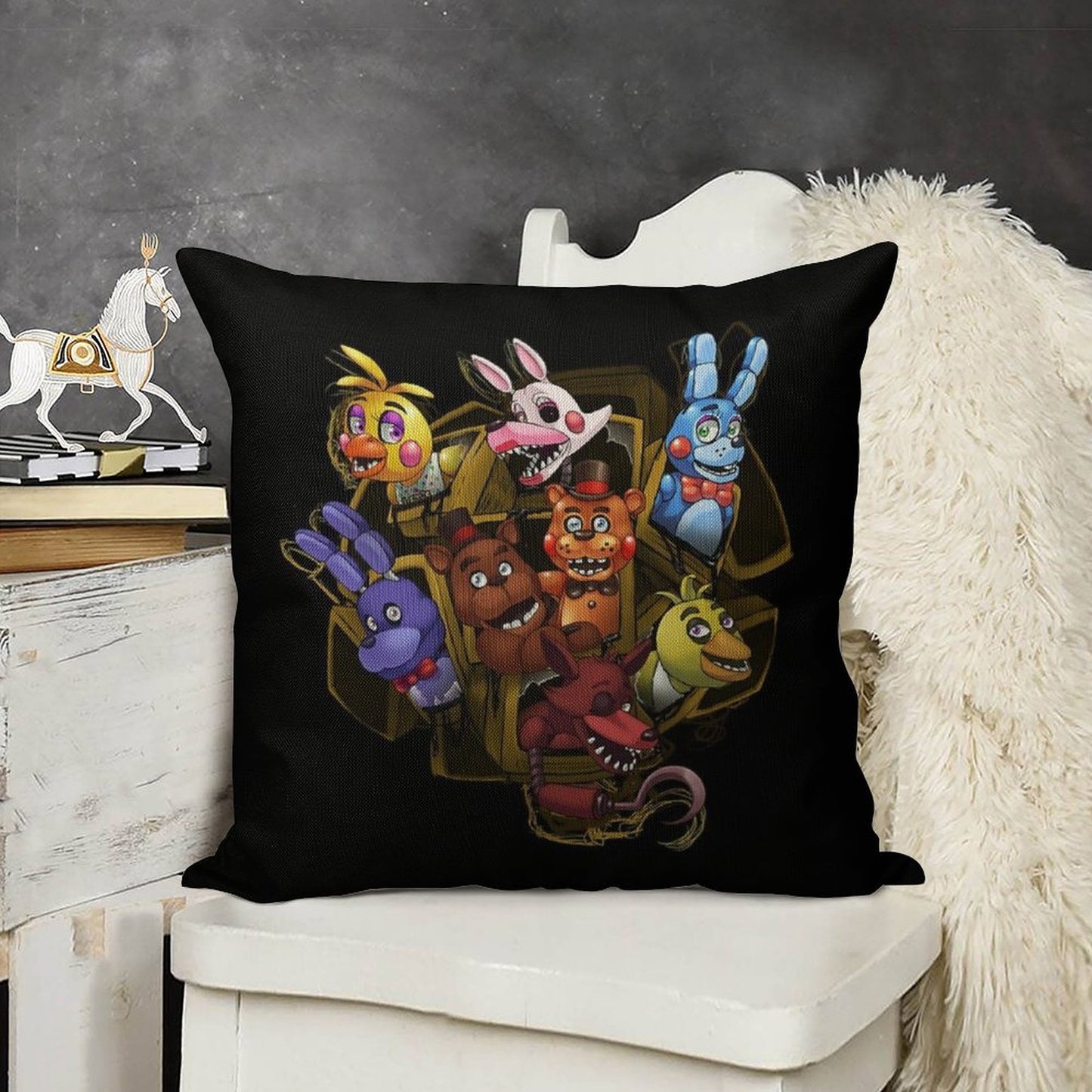 Five Nights at Freddy's 2 Linen Throw Pillow Cover