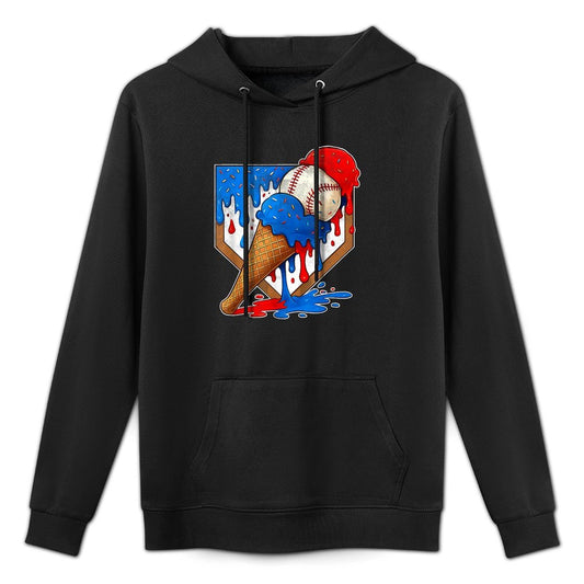 Distressed Baseball Boys Ice Cream Drip Baseball Boys Youth Easy Care Hoodie