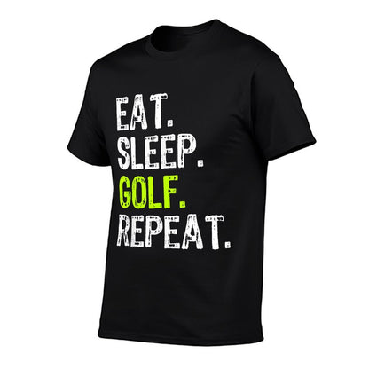Eat Sleep Golf Repeat Golfer Golfing Funny  Rolled Sleeves T-Shirt