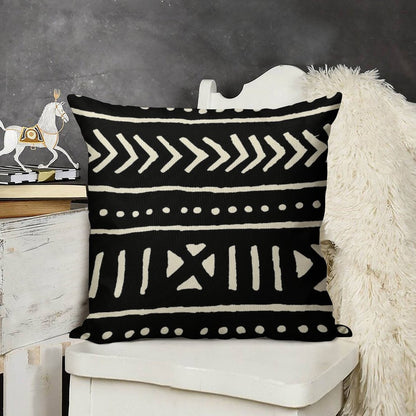 African Mud Cloth Black And White Linen Throw Pillow Cover
