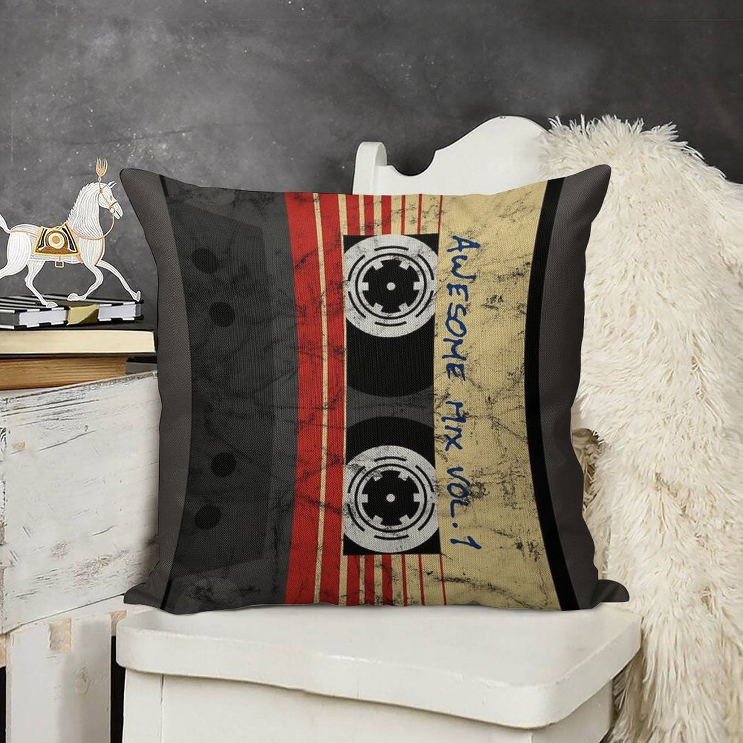 Vintage Awesome Mixtape Vol. 1 Linen Throw Pillow Cover