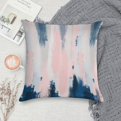 Abstract Blush And Blue Soft Anti-Pilling Throw Pillow