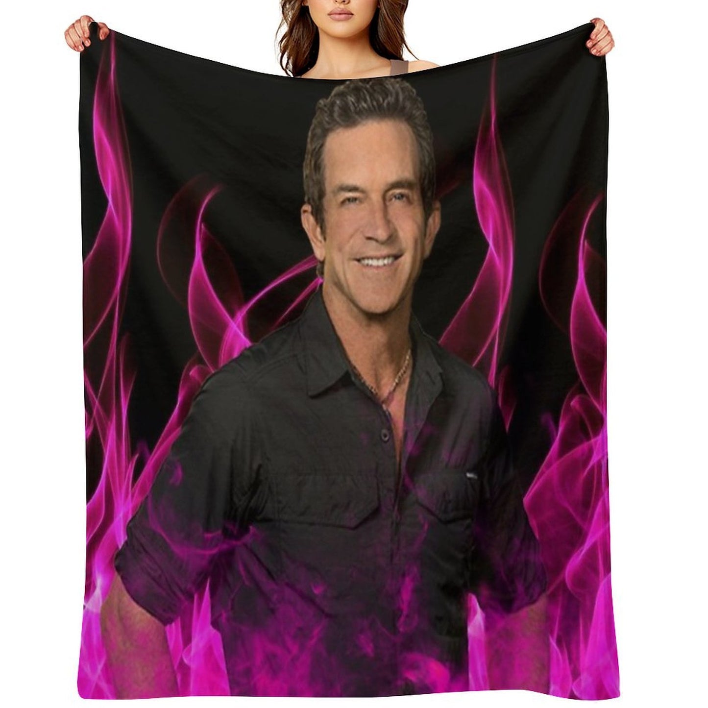 Jeff Probst Survivor Pink Fire Tapestry Throw Blanket