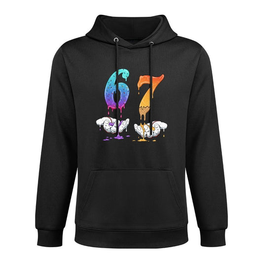 67 Meme Funny Baseball Kids Girls Humor Number 6 7 Machine Washable Hoodie