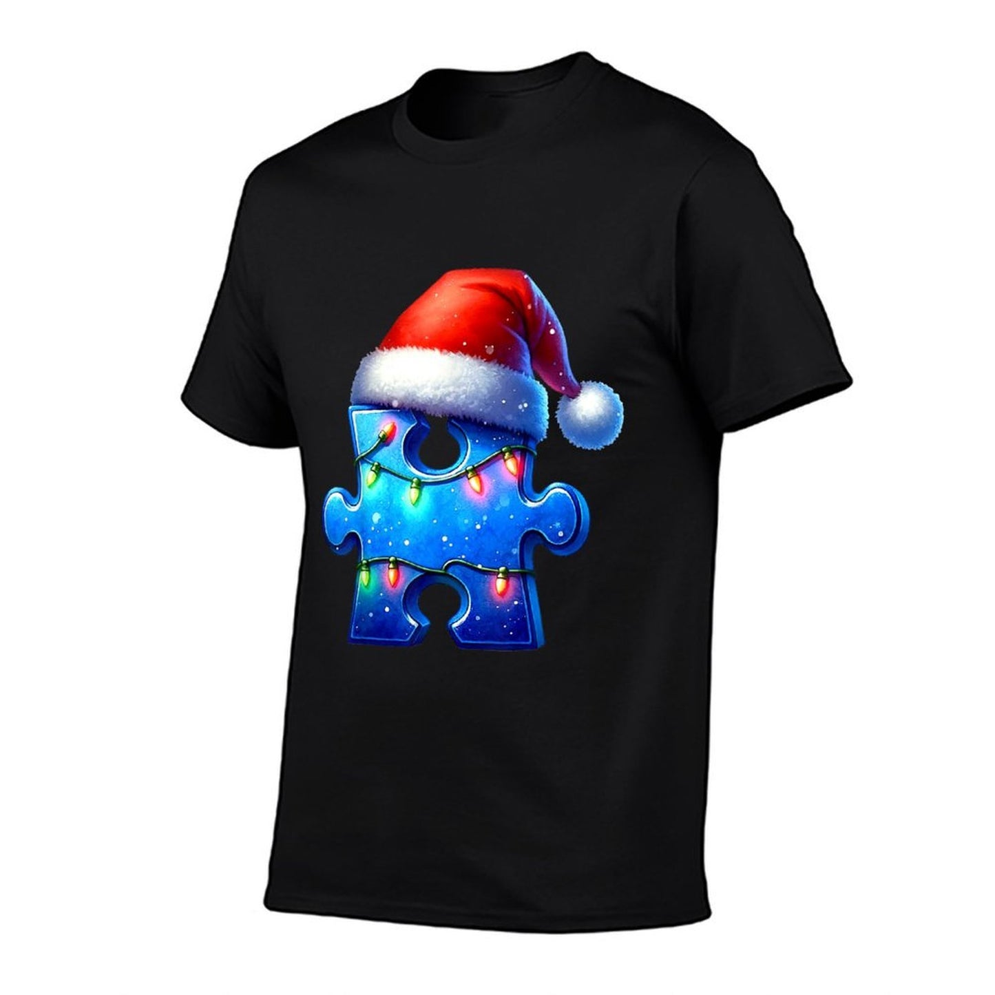 Puzzle Piece Santa Hat Autism Awareness Autistic Christmas  Trendy Pattern T-Shirt