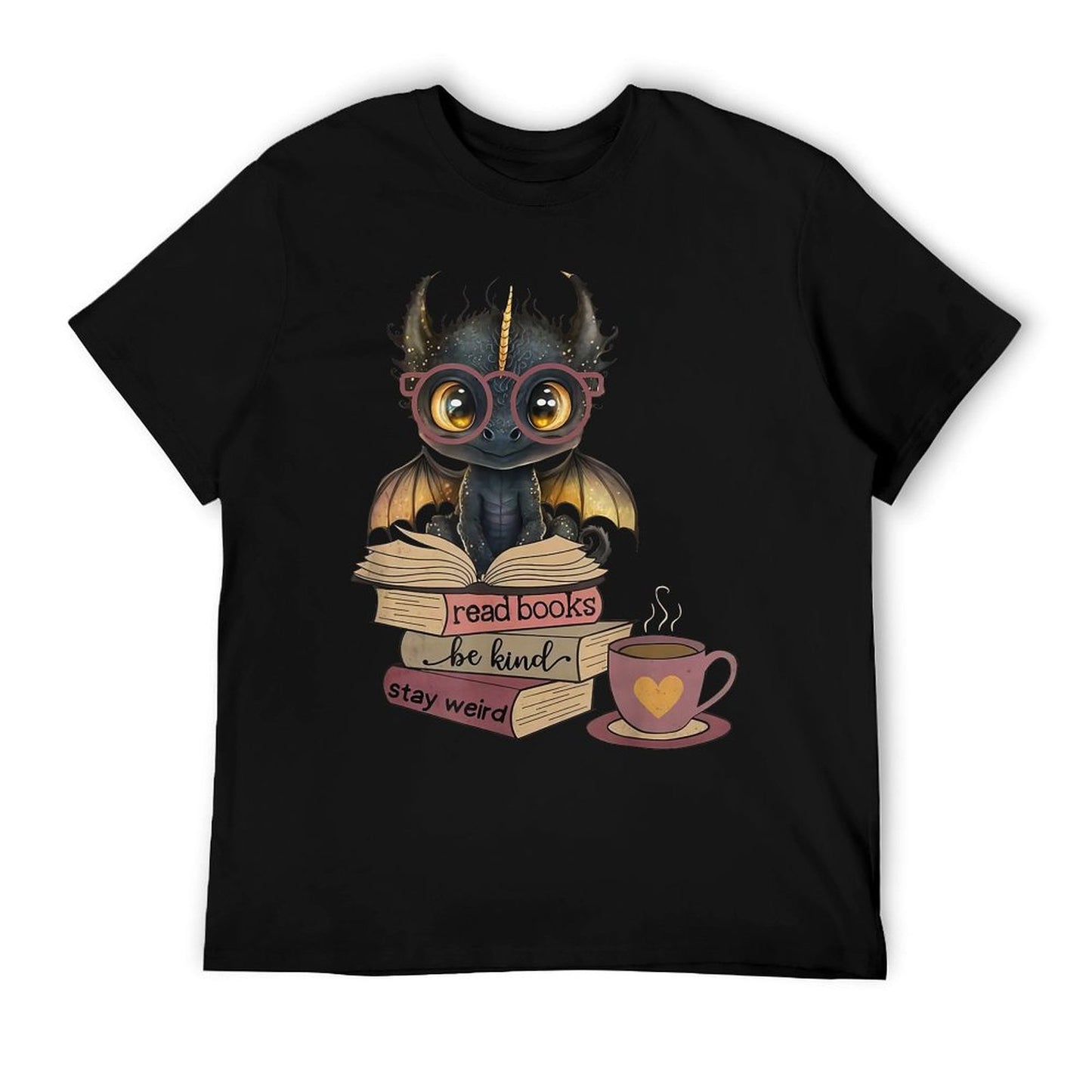 Funny Dragon Read Books Be Kind Stay Weird Book Lover T-Shirt
