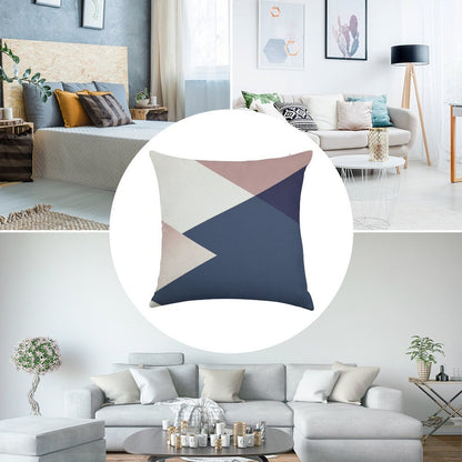 Geometrics - Blush Indigo Rose Gold Linen Throw Pillow Cover