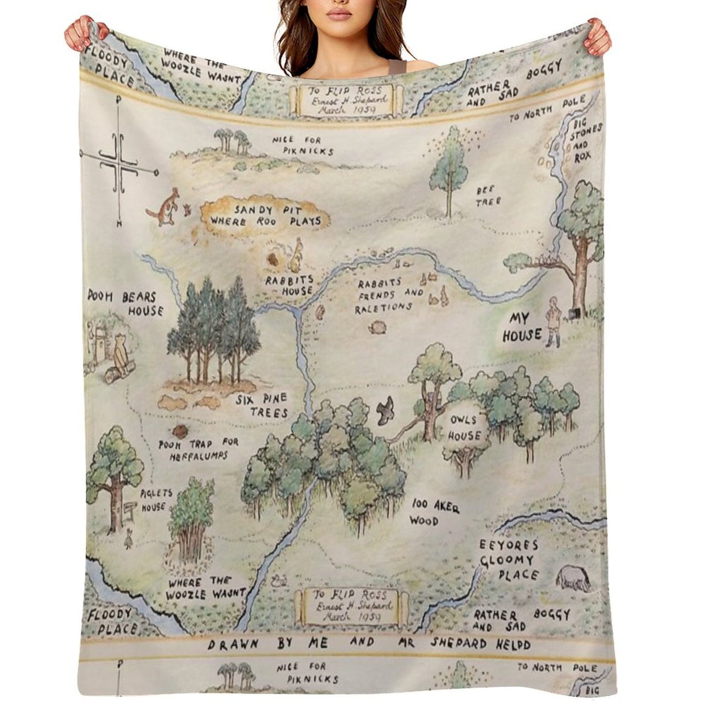 Hundred Acre Wood Map Throw Blanket