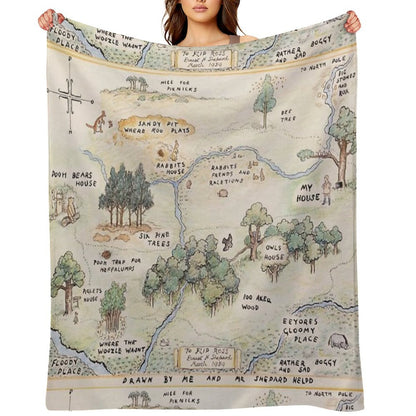 Hundred Acre Wood Map Throw Blanket