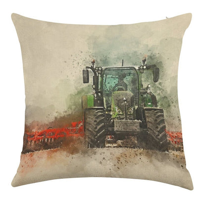 Fendt Tractor Grafting Linen Throw Pillow Cover