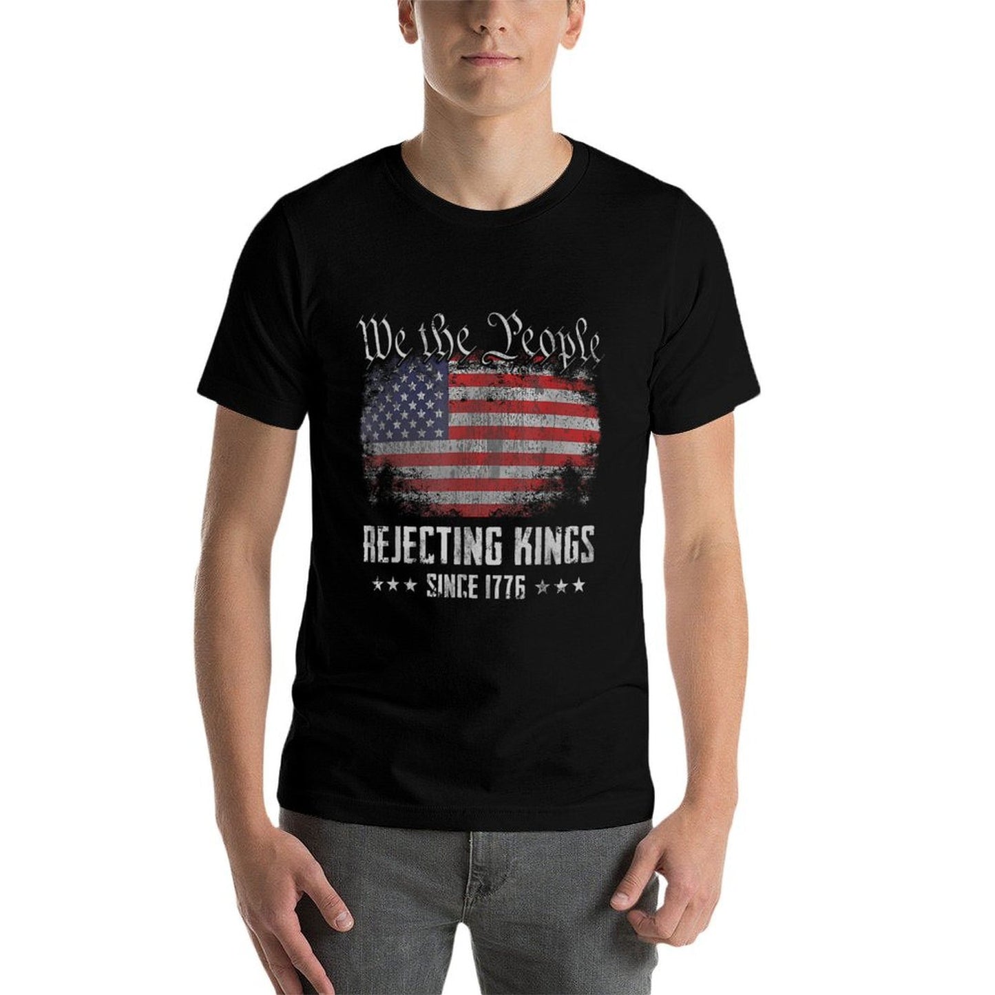 Rejecting Kings Since 1776 Patriotic USA 4th of July  Wrinkle-resistant T-Shirt