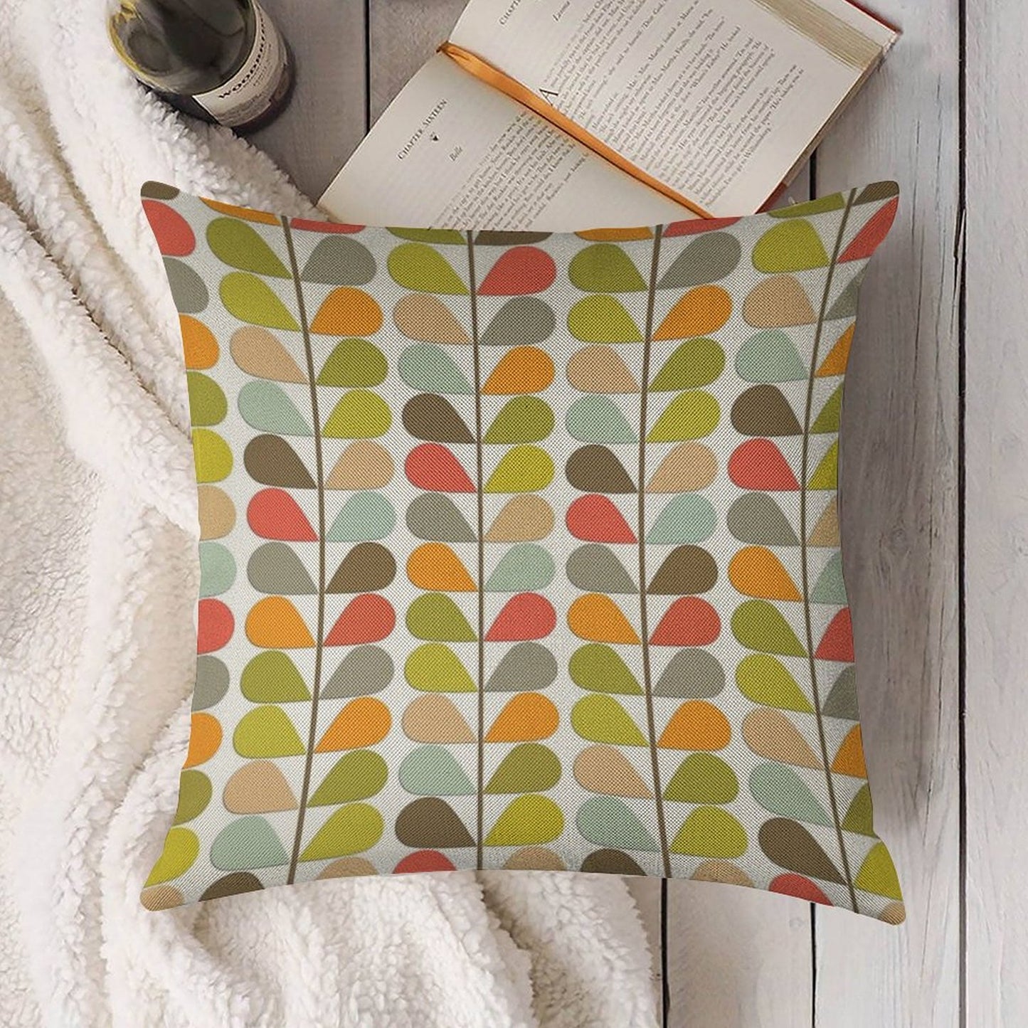 Retro 60s Midcentury Modern Pattern Linen Throw Pillow Cover