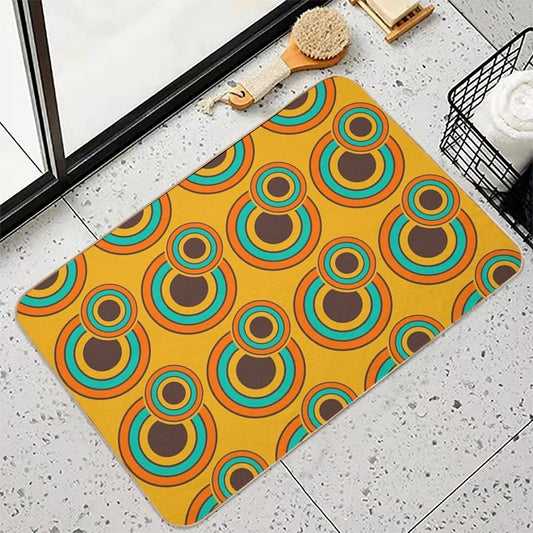 1970's Retro Circles  Vintage 70s Seventies Pattern Bath Mat