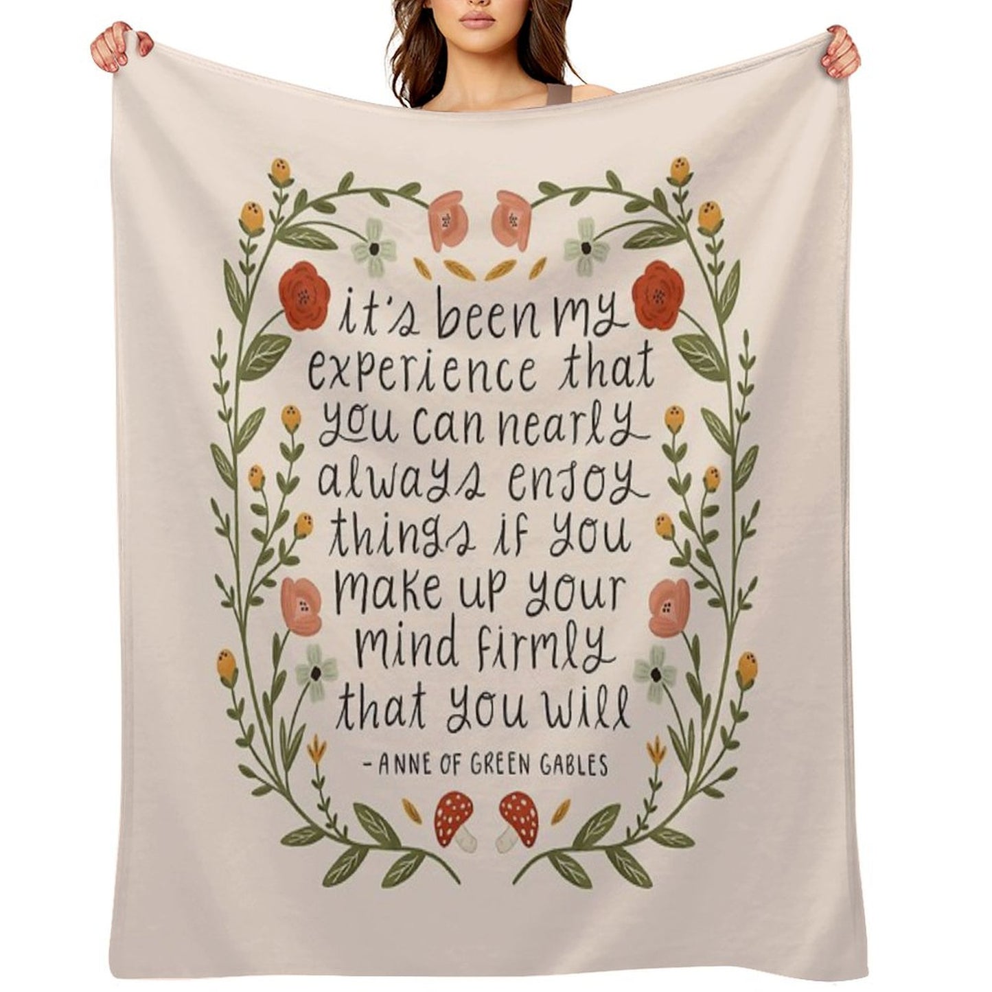 Anne of Green Gables Enjoy Things Quote Throw Blanket