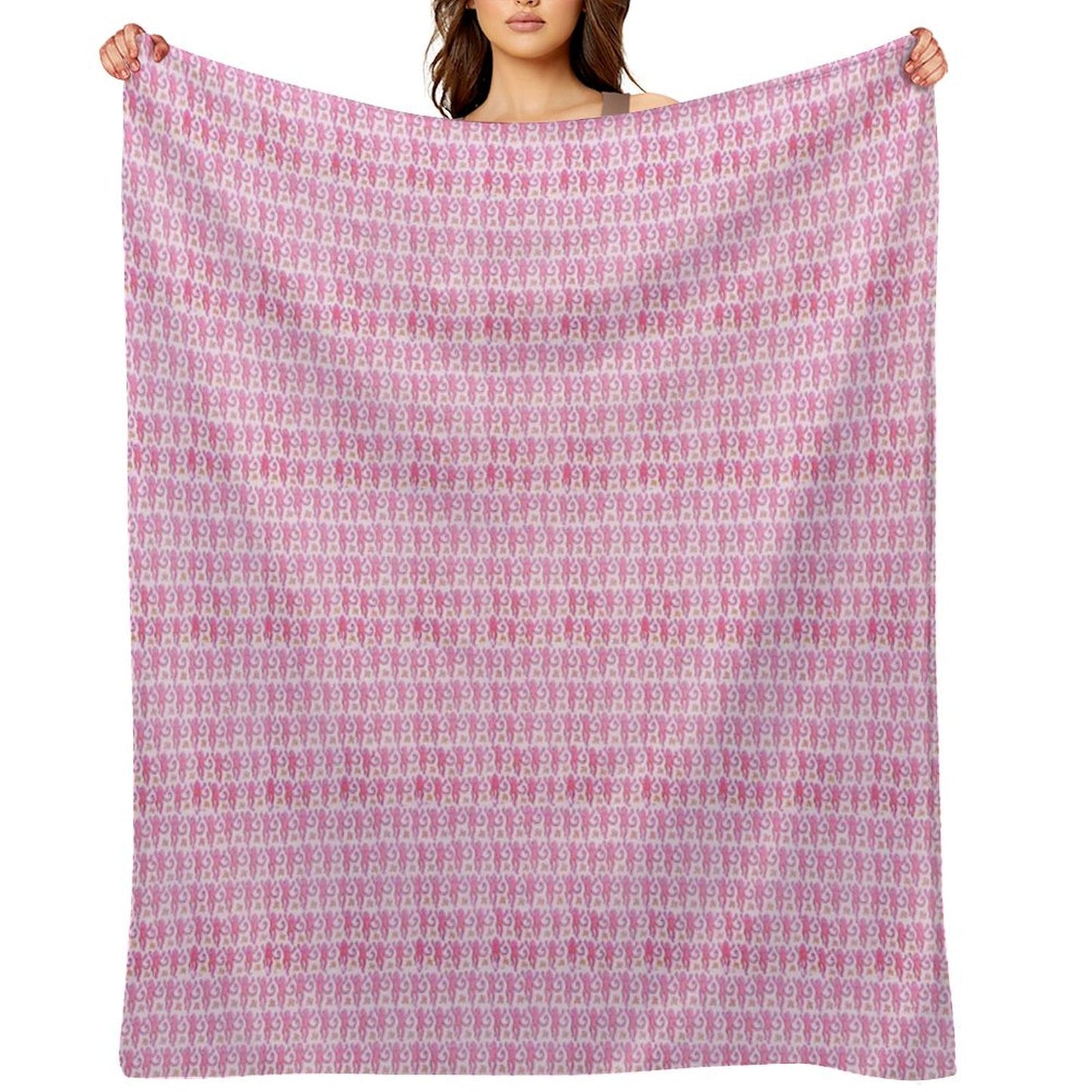 Pink Monkeys Throw Blanket