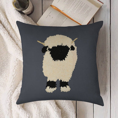 Black Nose Valais Sheep Linen Throw Pillow Cover