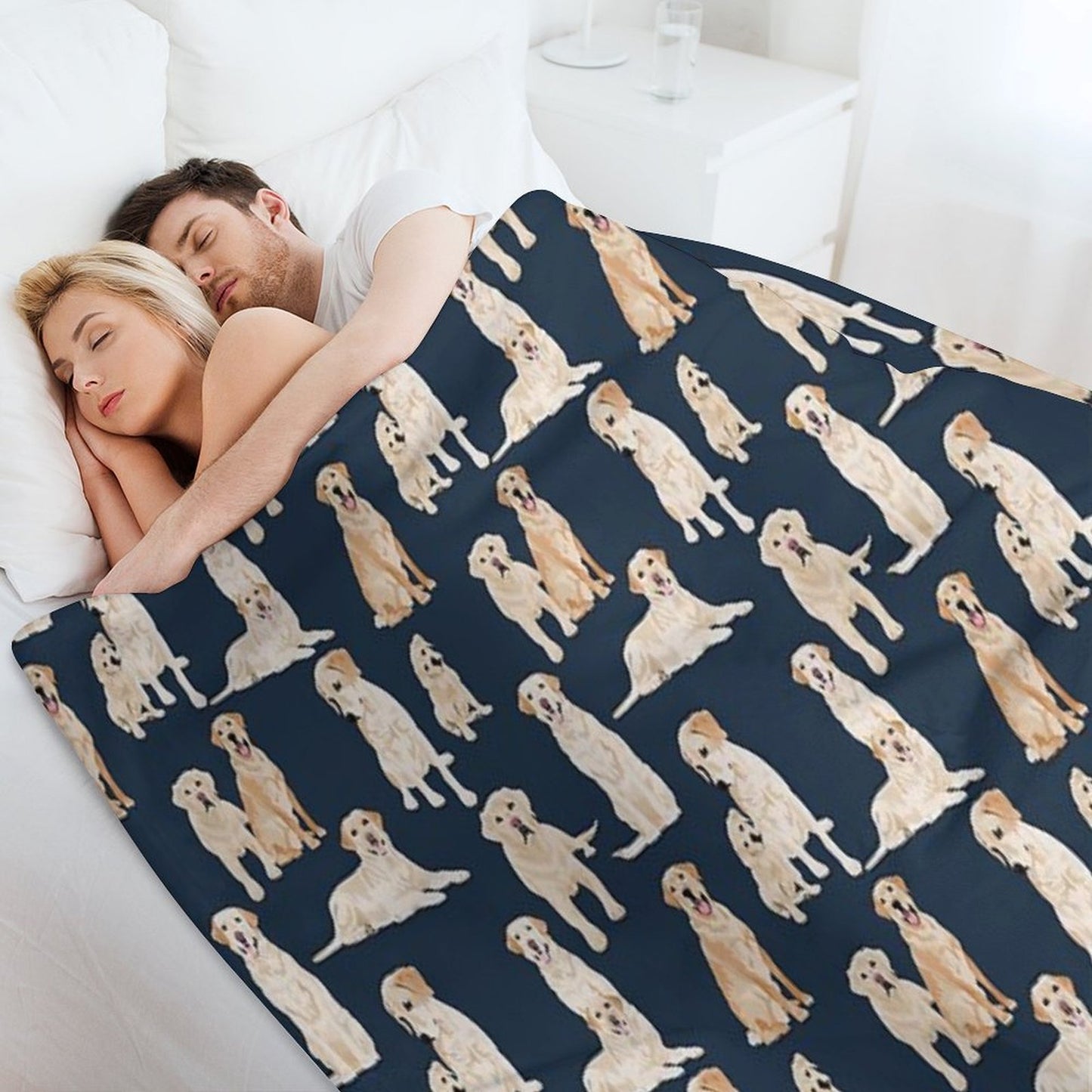 Yellow Labs Navy Throw Blanket