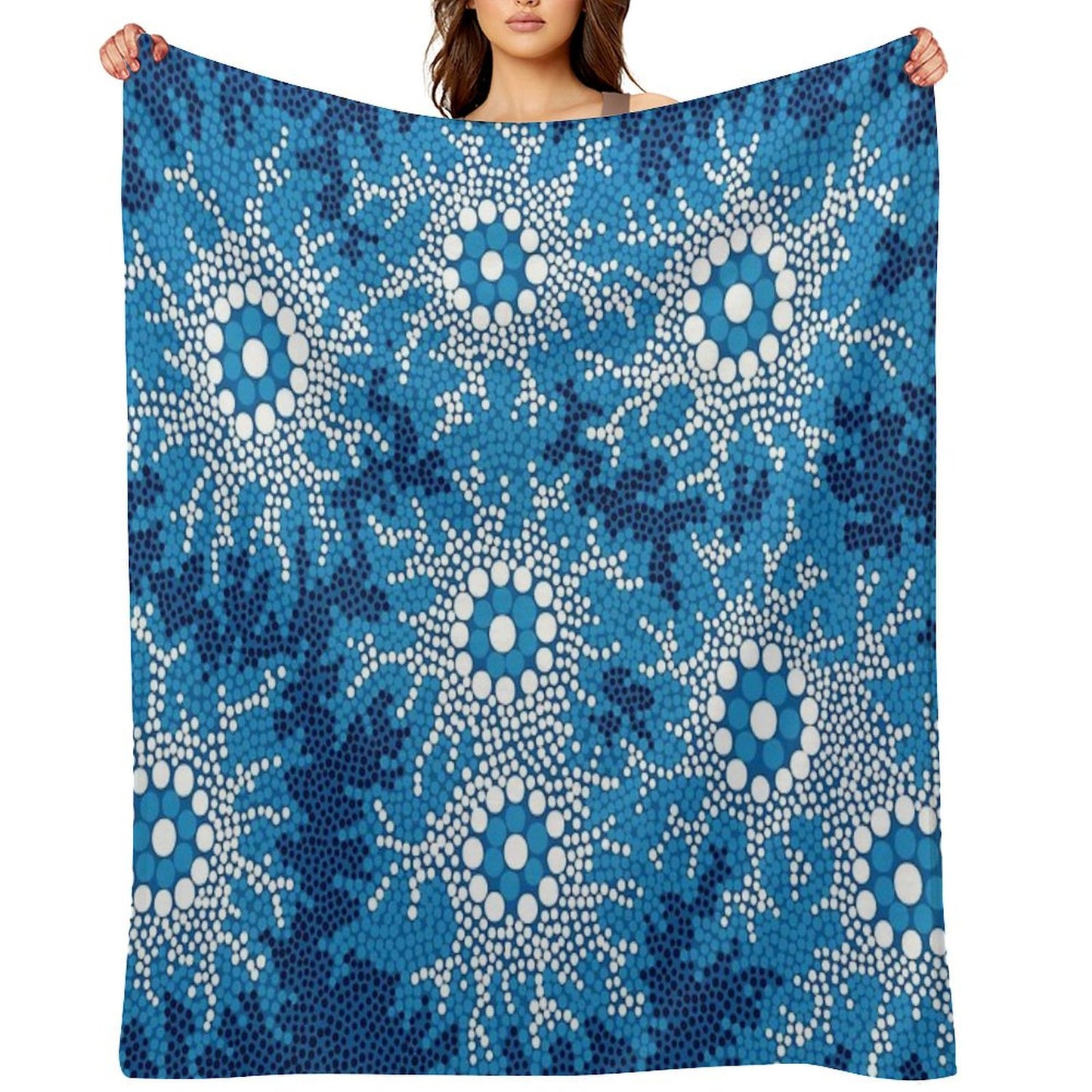 Aboriginal Art Authentic - Waterhole Dreaming Throw Blanket