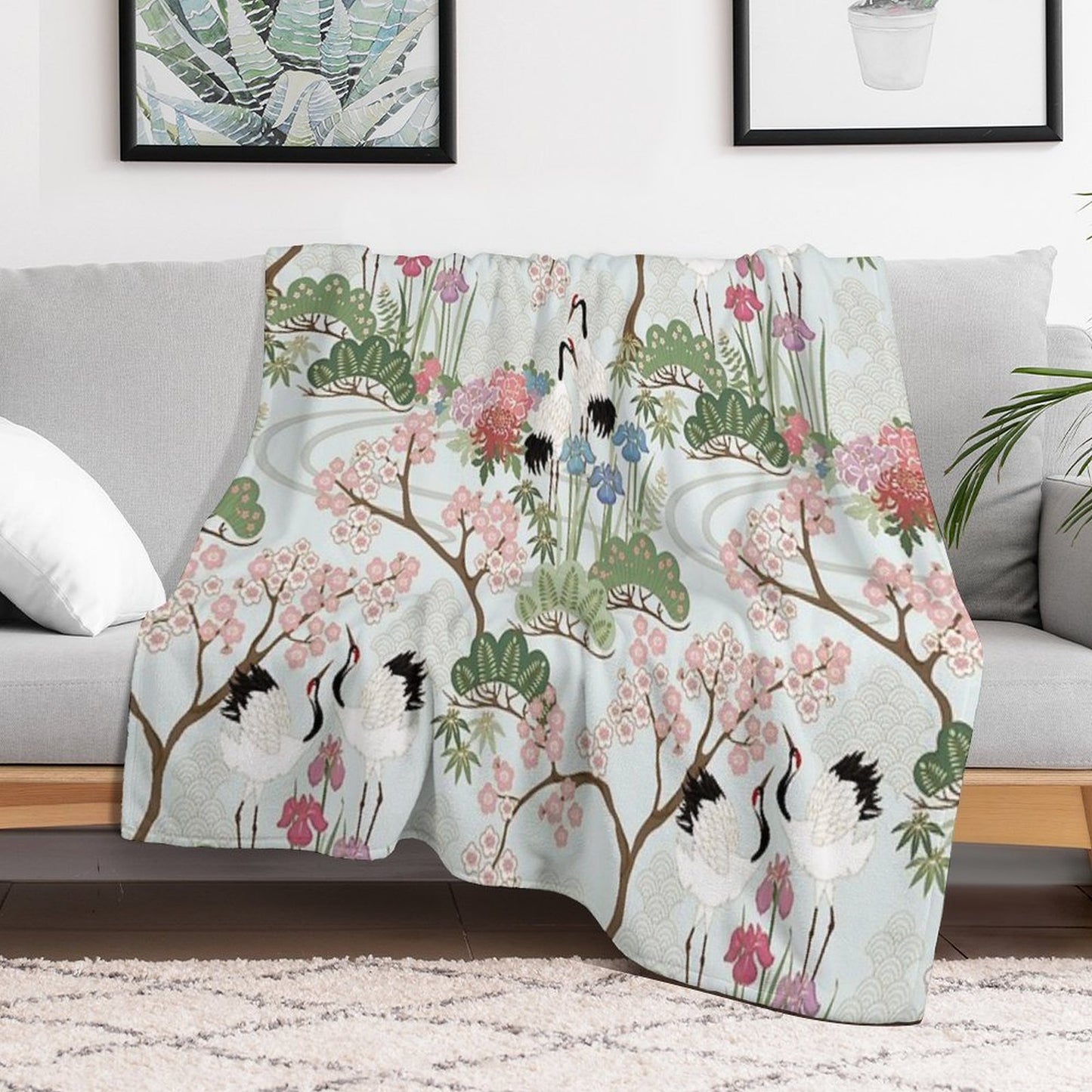 Japanese Garden Chantilly Throw Blanket