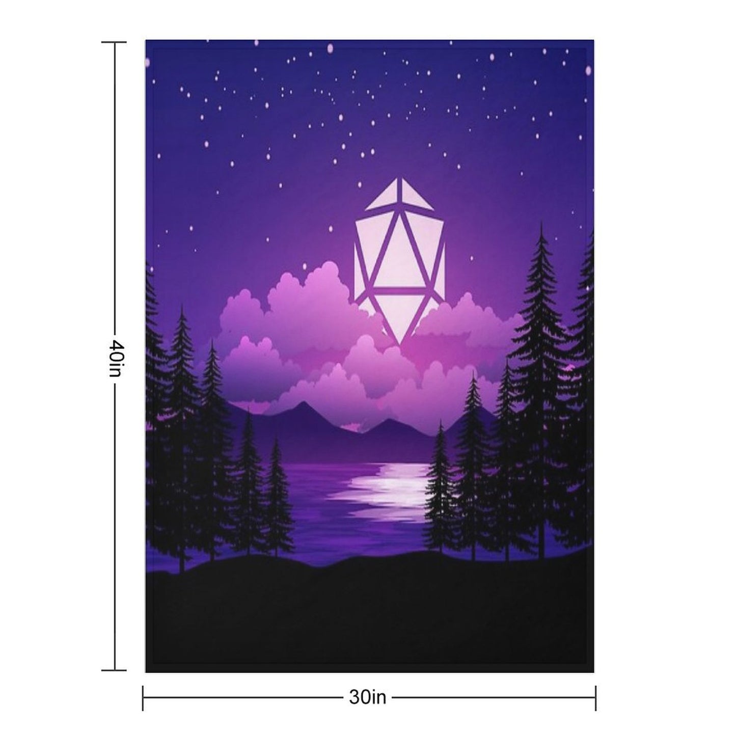 Pink Sunset D20 Dice Sun Lake Tabletop RPG Maps And Landscapes Throw Blanket